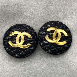 CHANEL Black Logo Earrings